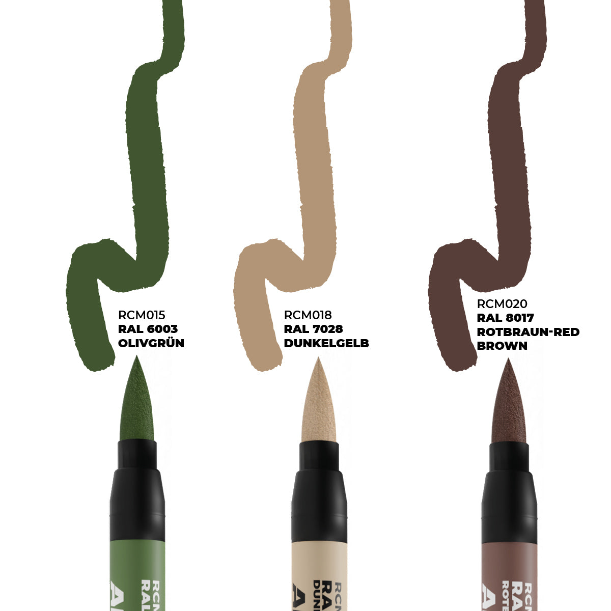 AK Interactive Real Colors Markers Late German AFV Camo Colors Set, 3 pcs.