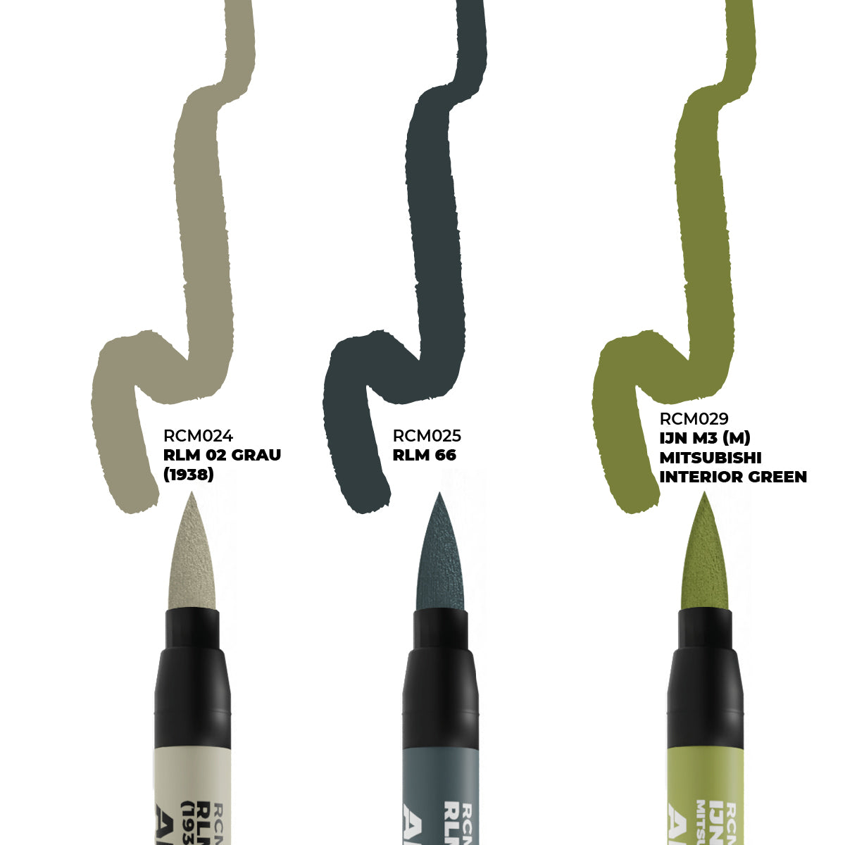 AK Interactive Real Colors Markers WWII Axis Aircraft Cockpit Colors Set, 3 pcs.