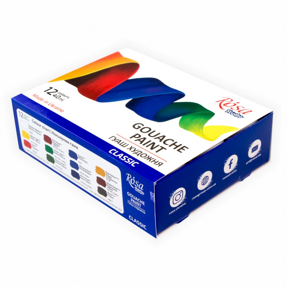 ROSA Studio Gouache Paint Set, 12x40 ml