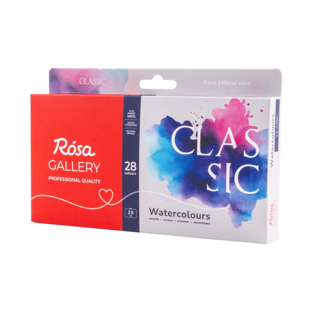 ROSA Gallery Watercolour Metal Tin Set - Classic, 28 colours
