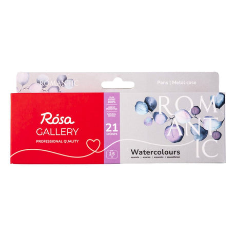 ROSA Gallery Watercolour Metal Tin Set - Romantic, 21 colours