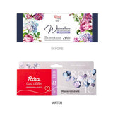 ROSA Gallery Watercolour Metal Tin Set - Romantic, 21 colours
