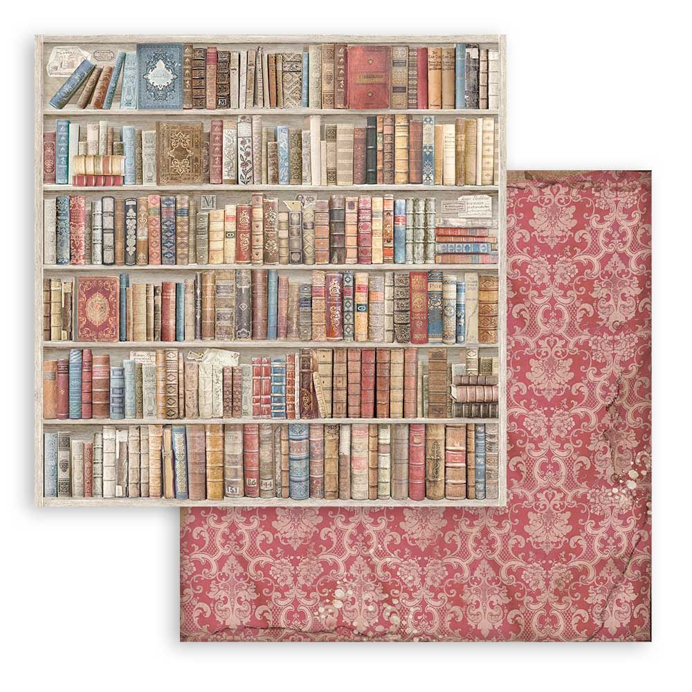 Stamperia Double-Sided Scrapbooking Paper Set - Vintage Library Backgrounds Selection, 10 units