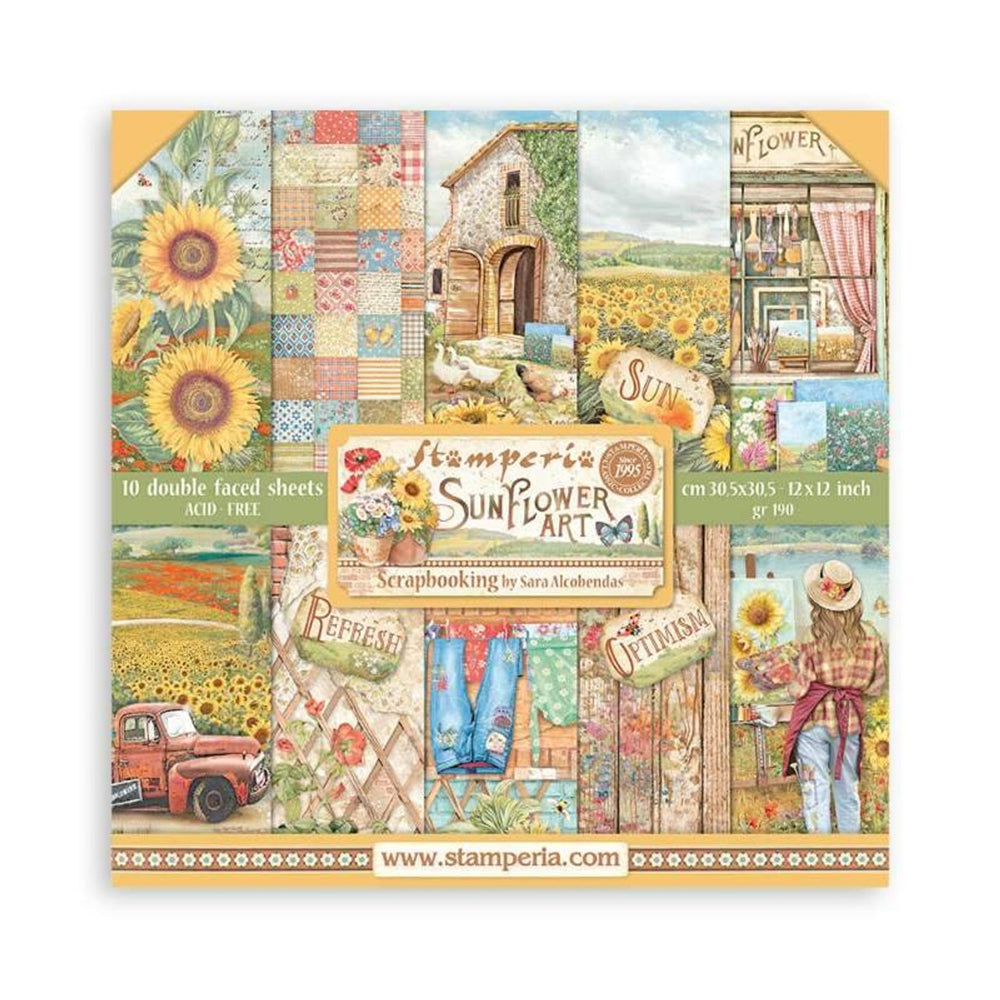 Stamperia Double-Sided Scrapbooking Paper Set - Sunflower Art, 10 units