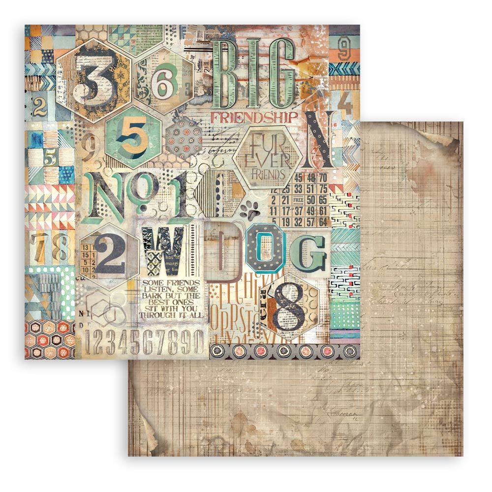 Stamperia Double-Sided Scrapbooking Paper Set - Furry Friends Backgrounds Selection, 10 units