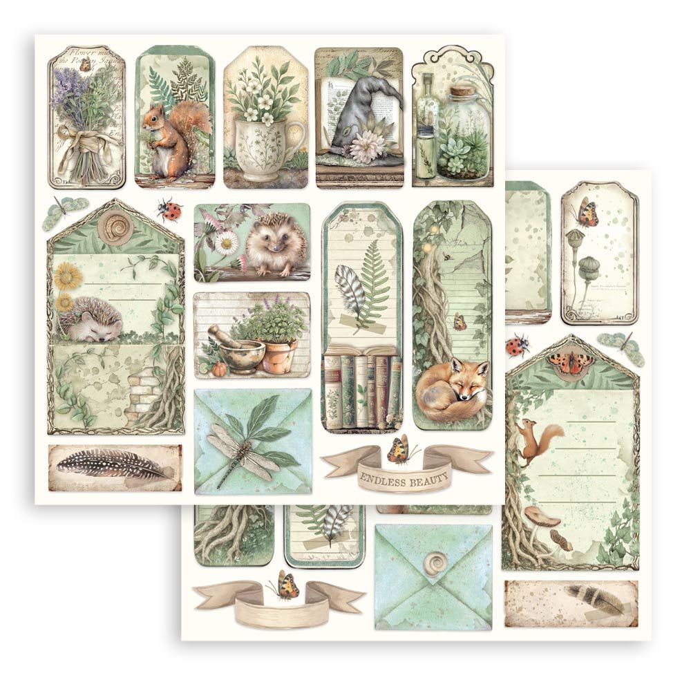 Stamperia Double-Sided Scrapbooking Paper Set - Herbarium Silvae,  10 units