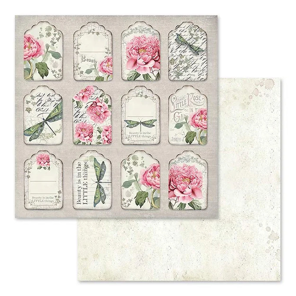 Stamperia Double-Sided Scrapbooking Paper Set - Letters and Flowers, 10 units