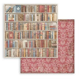 Stamperia Double-Sided Scrapbooking Paper Set - Vintage Library, Backgrounds Selection, 10 units