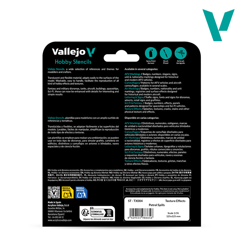 Vallejo Hobby Stencils - Petrol Spills
