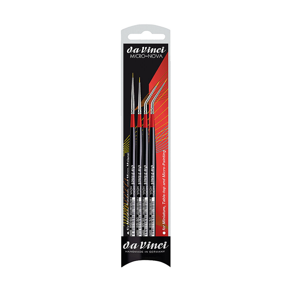 Da Vinci Micro-Nova Synthetic Miniature Brushes Set for hard-to-reach areas, 4 pcs.