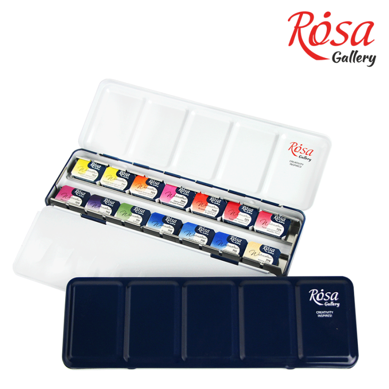 ROSA Gallery Watercolour Metal Tin Set - Botanical, 14 colours