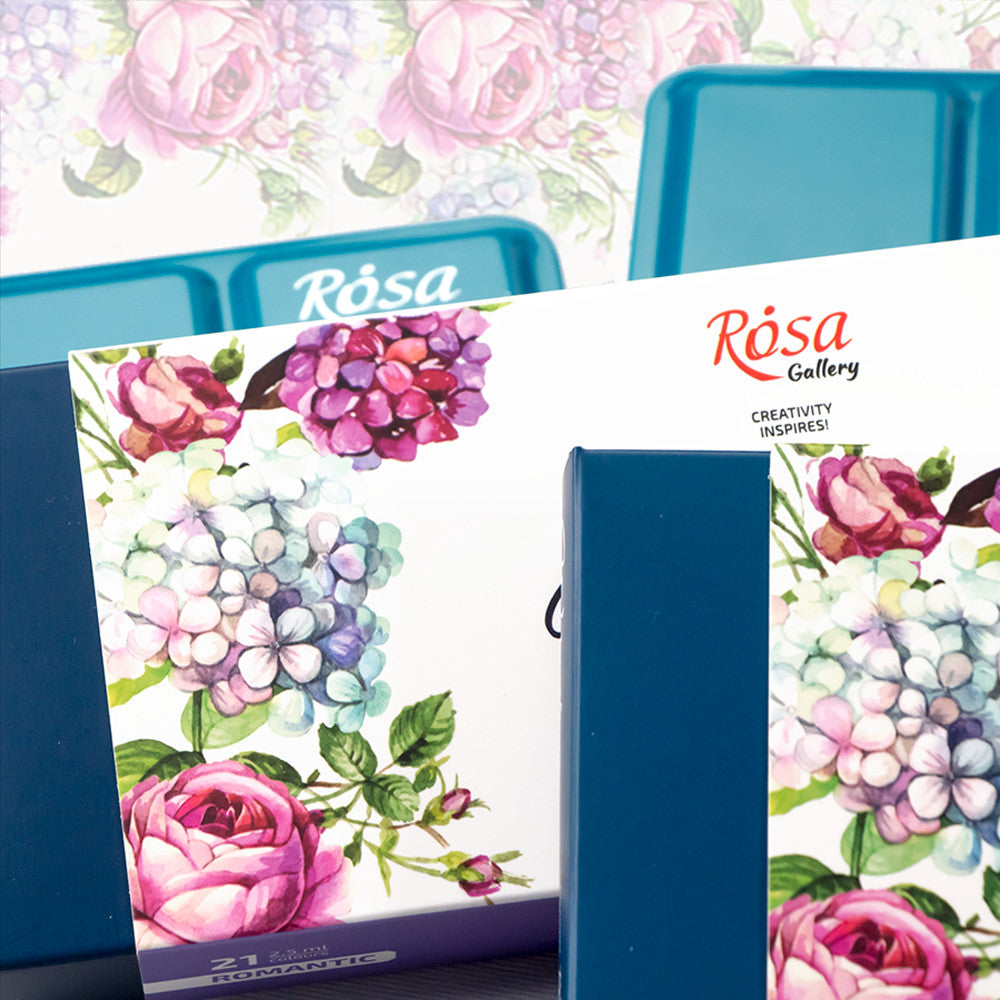 ROSA Gallery Watercolour Metal Tin Set - Romantic, 21 colours