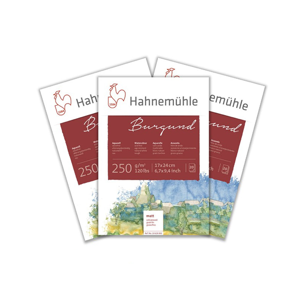 Hahnemühle Burgund Watercolour Paper Block, 20 sheets, 250 gsm