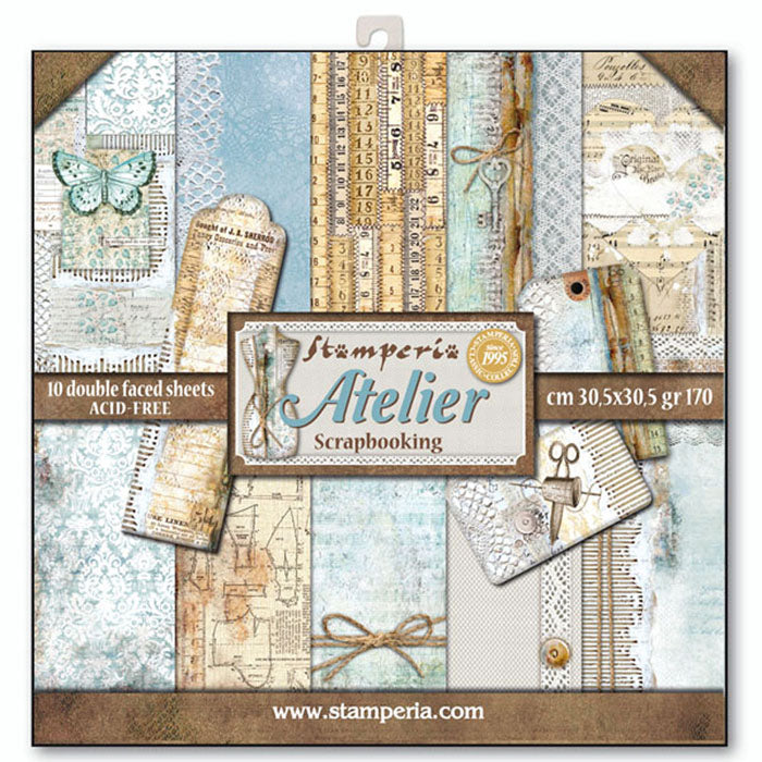 Stamperia Double-Sided Scrapbooking Paper Set Atelier, 10 units, 30,5x30,5 cm