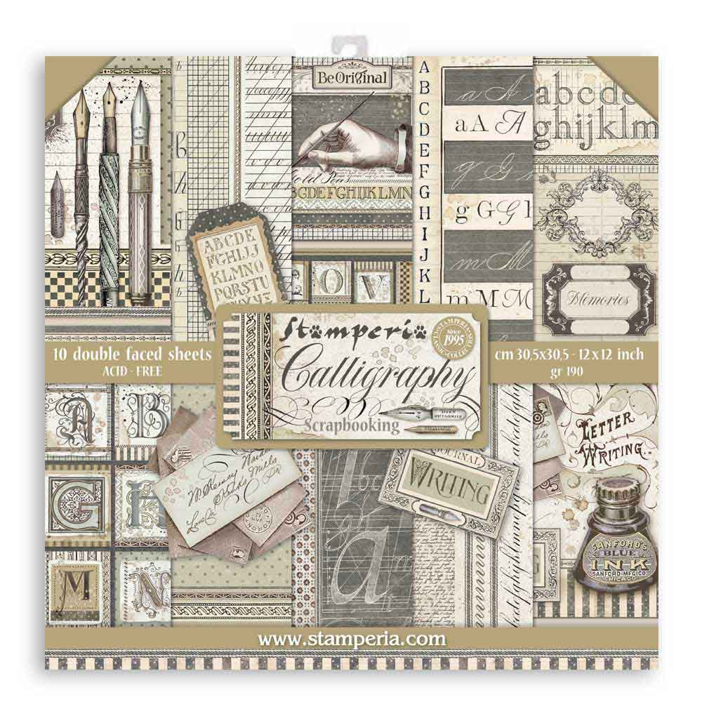 Stamperia Double-Sided Scrapbooking Paper Set - Calligraphy, 10 units