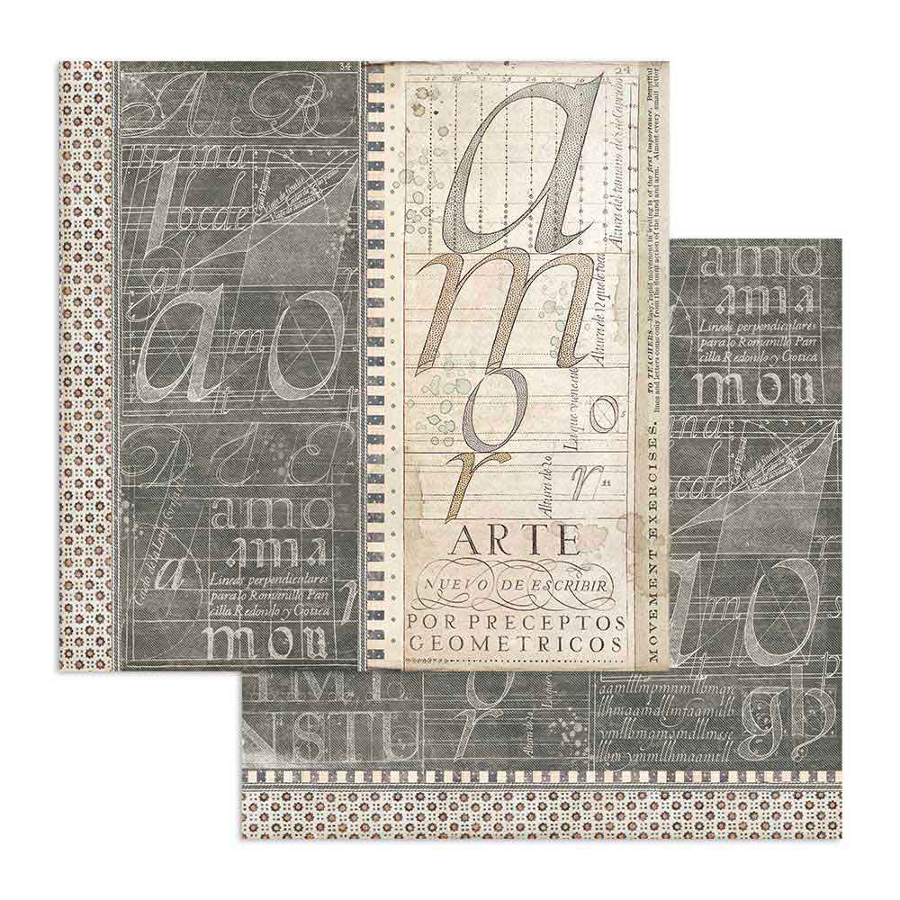 Stamperia Double-Sided Scrapbooking Paper Set - Calligraphy, 10 units