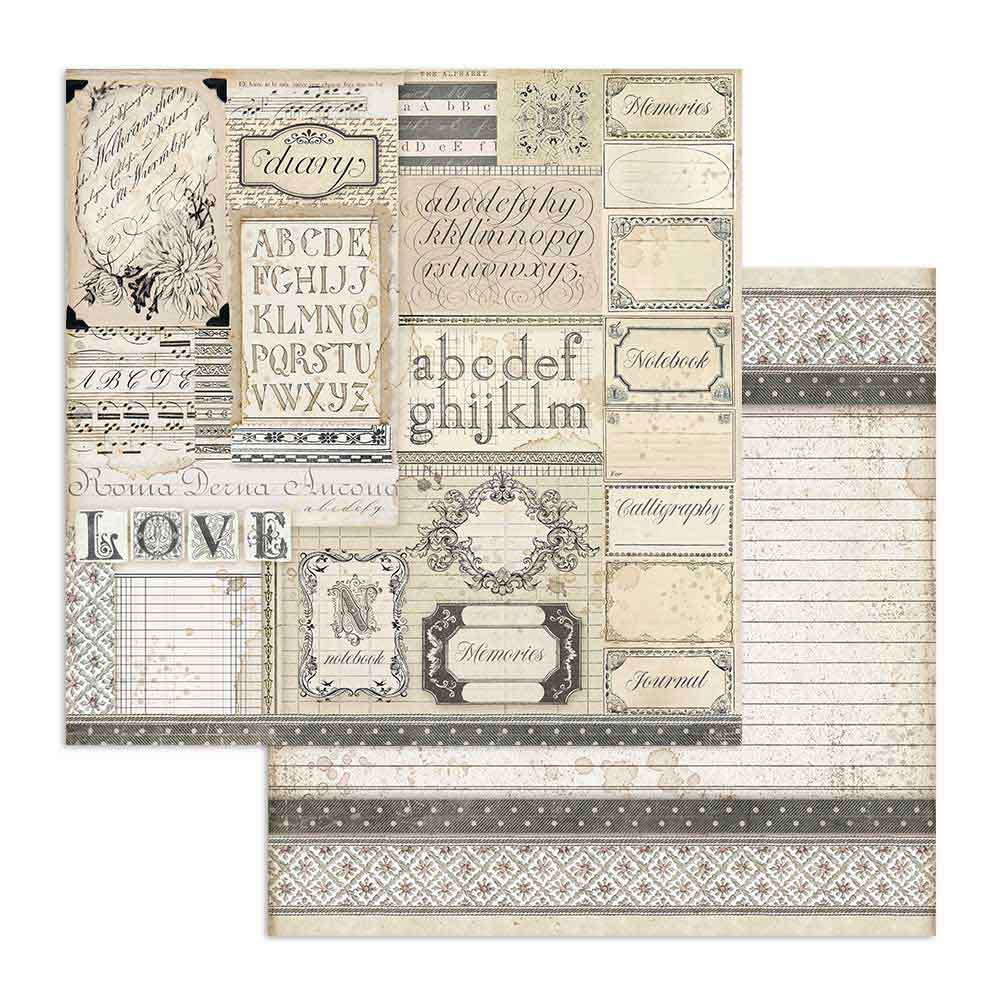 Stamperia Double-Sided Scrapbooking Paper Set Calligraphy, 10 units, 30,5x30,5 cm