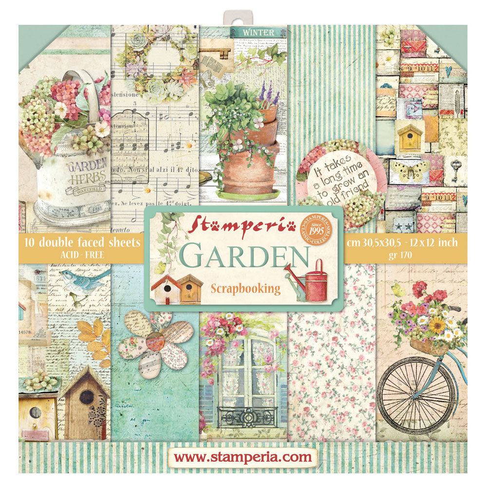 Stamperia Double-Sided Scrapbooking Paper Set - Garden, 10 units