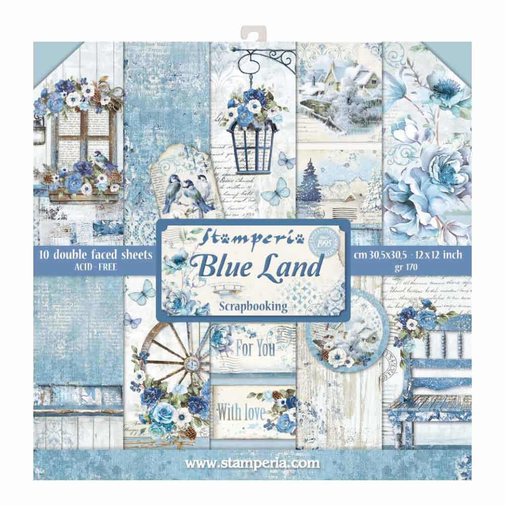 Stamperia Double-Sided Scrapbooking Paper Set - Blue Land, 10 units