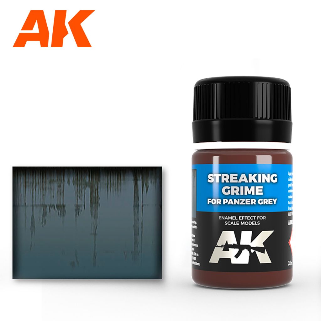 AK Interactive Streaking Grime for Panzer Grey Effect Paint, 35 ml