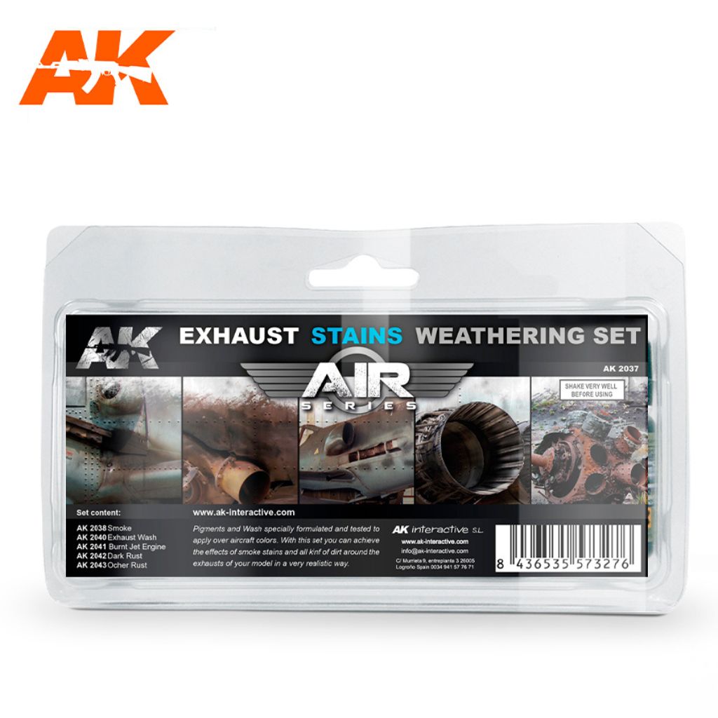 AK Interactive Air Series Exhaust Stains Weathering Set, 5x35 ml