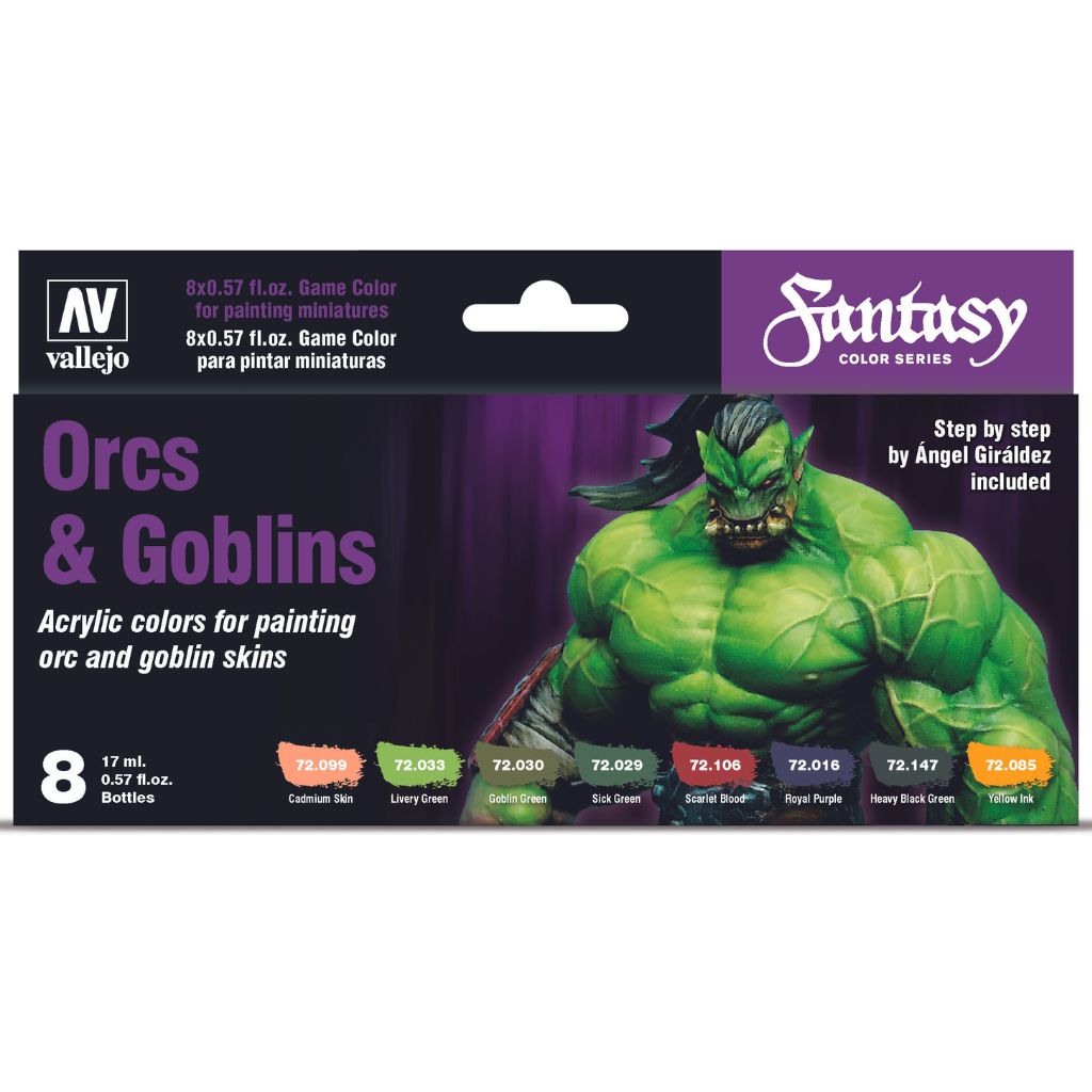 Vallejo Game Color Orcs & Goblins Acrylic Paint Set, 8x17 ml