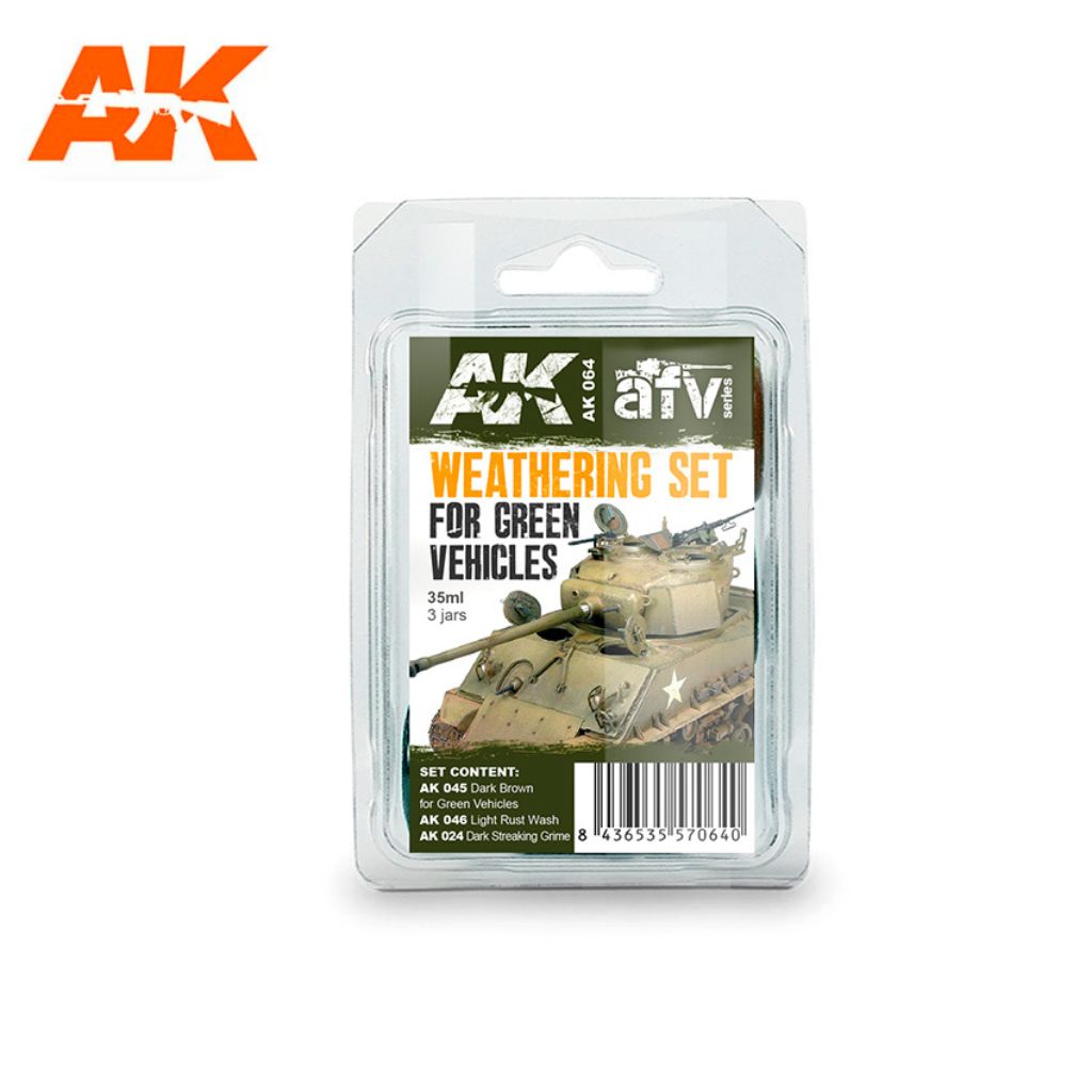 AK Interactive Weathering Set for Green Vehicles, 3x35 ml