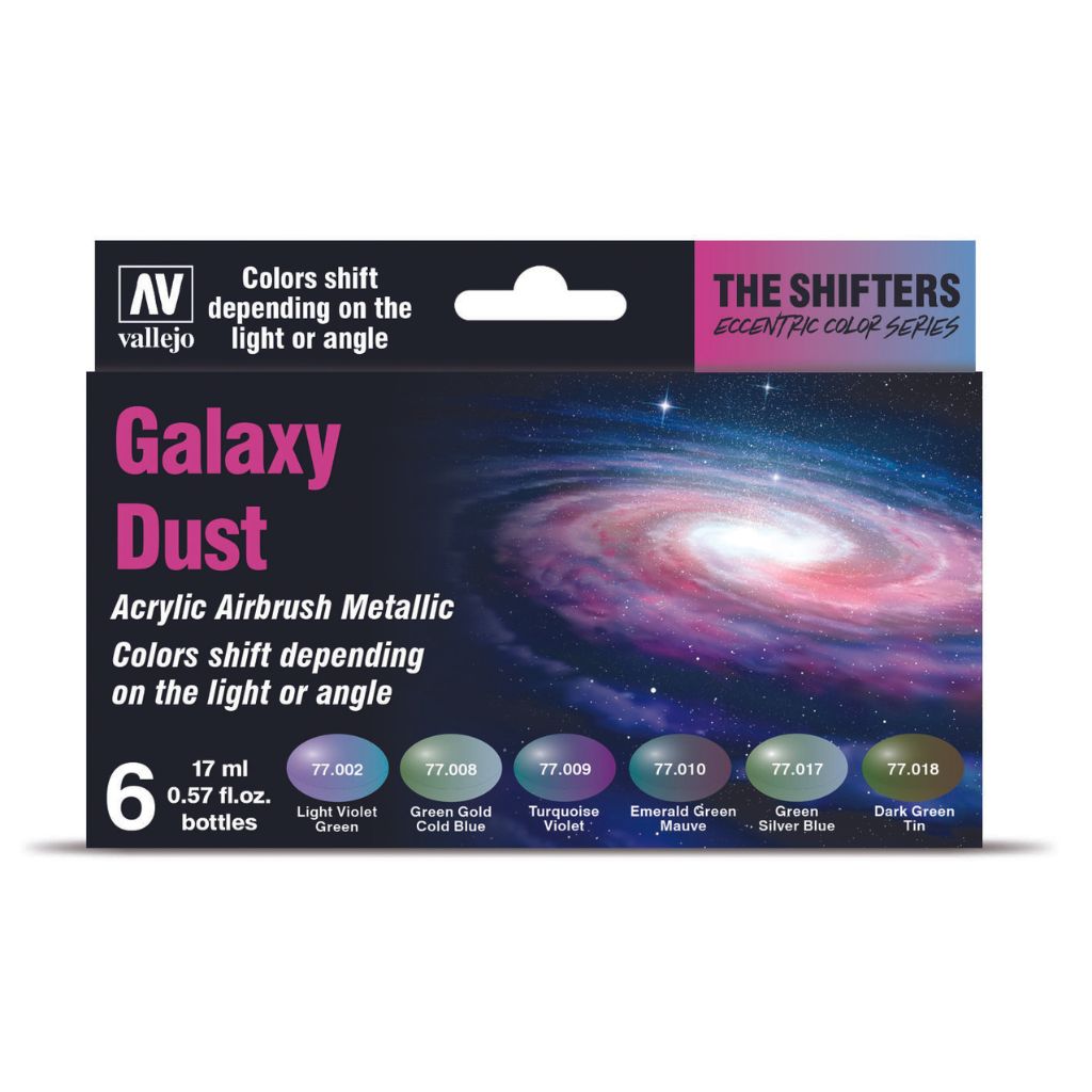 Vallejo Galaxy Dust Acrylic Paint Set, 6x17 ml