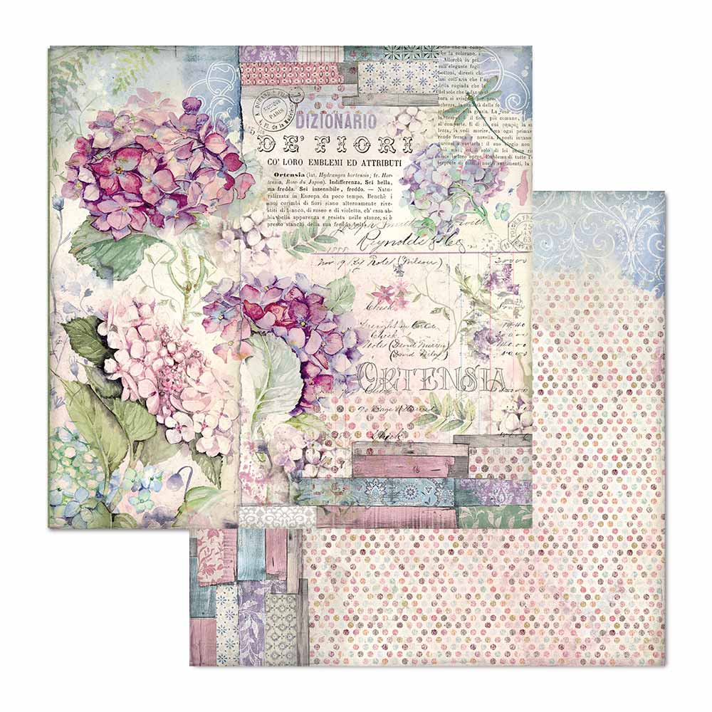 Stamperia Double-Sided Scrapbooking Paper Set Hortensia, 10 units, 30,5x30,5 cm