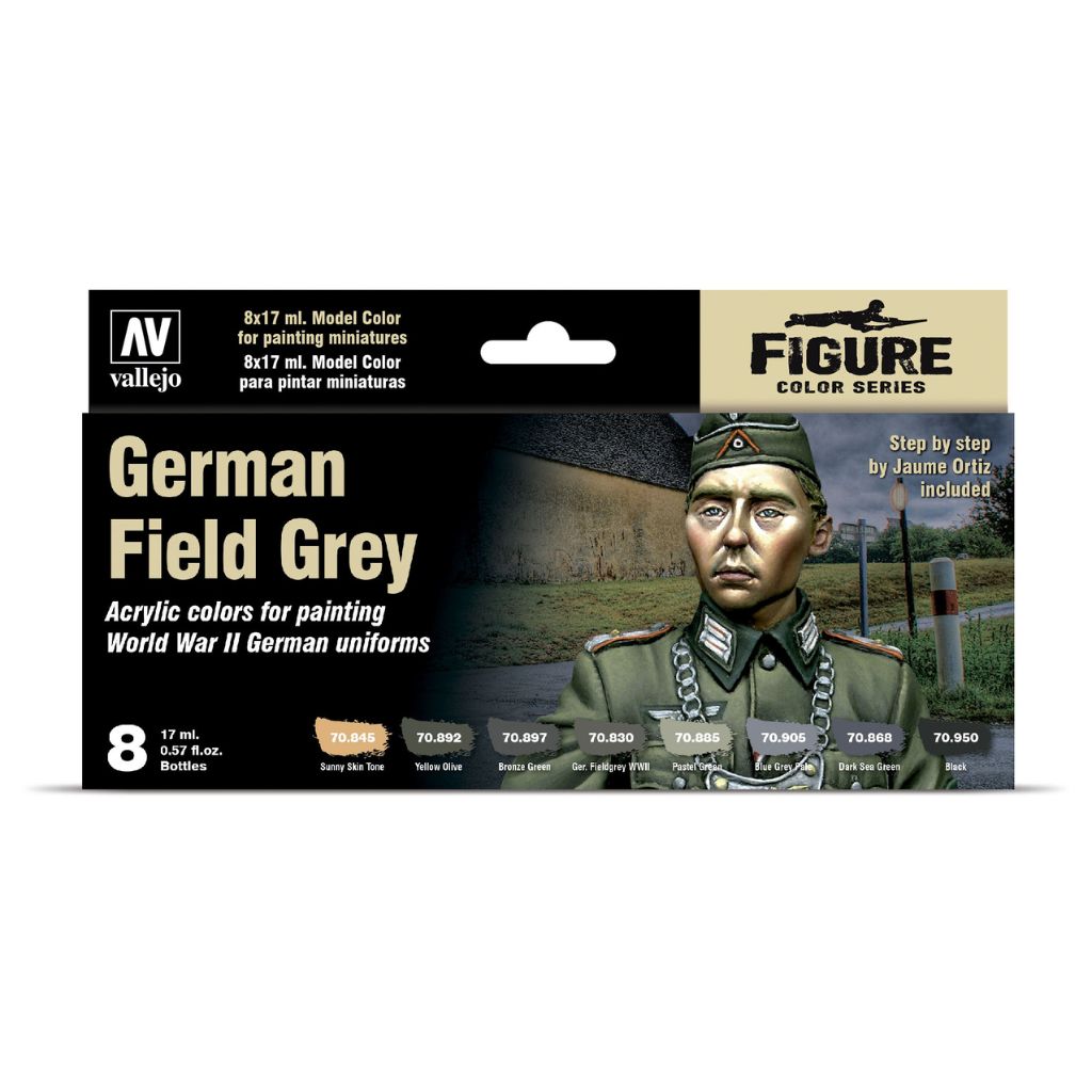 Vallejo German Field Grey Acrylic Paint Set, 8x17ml