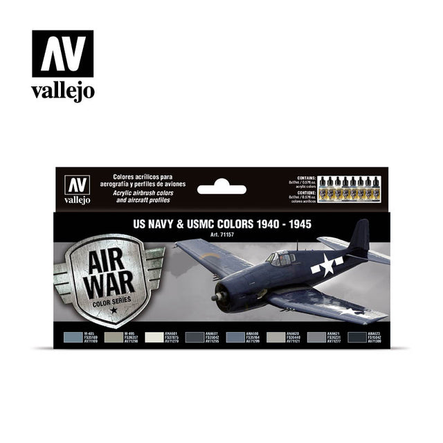 Vallejo Model Air USN Avion Set de peinture acrylique pour air brush – Couleurs assorties (Lot de 8 Vallejo Model Air USN Avion Set de peinture acrylique pour air brush – Couleurs assorties (Lot de 8