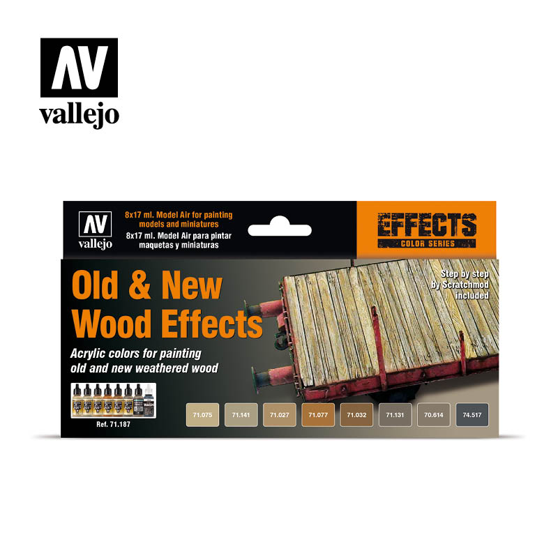 Vallejo Old & New Wood Effects Model Air Paint Set, 8x17 ml