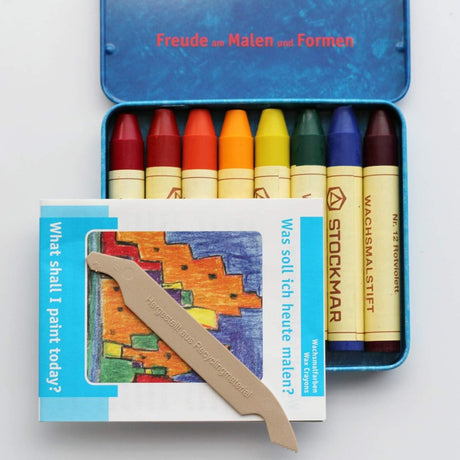 Stockmar Beeswax Waldorf Assortment Crayons Set in a Metal Box, 8 Colours