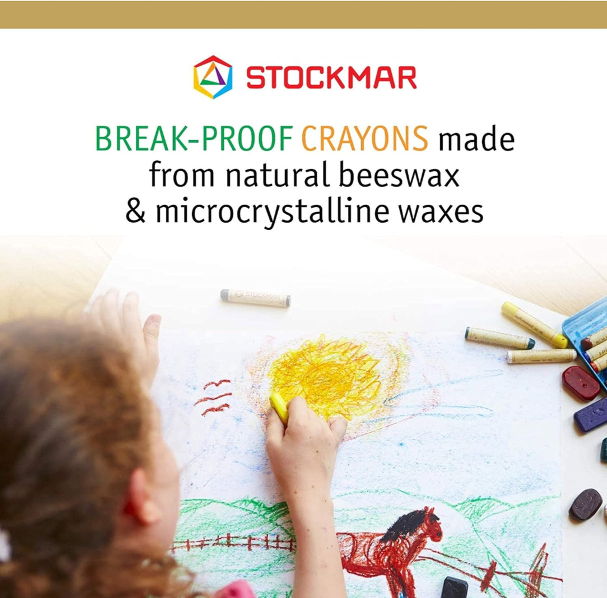 Stockmar Waterproof Beeswax Crayon Set in a Tin box, 16 Colours