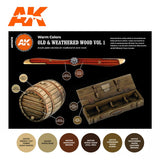 AK Interactive Old & Weathered Wood Vol.1 Acrylic Paint Set, 6x17 ml